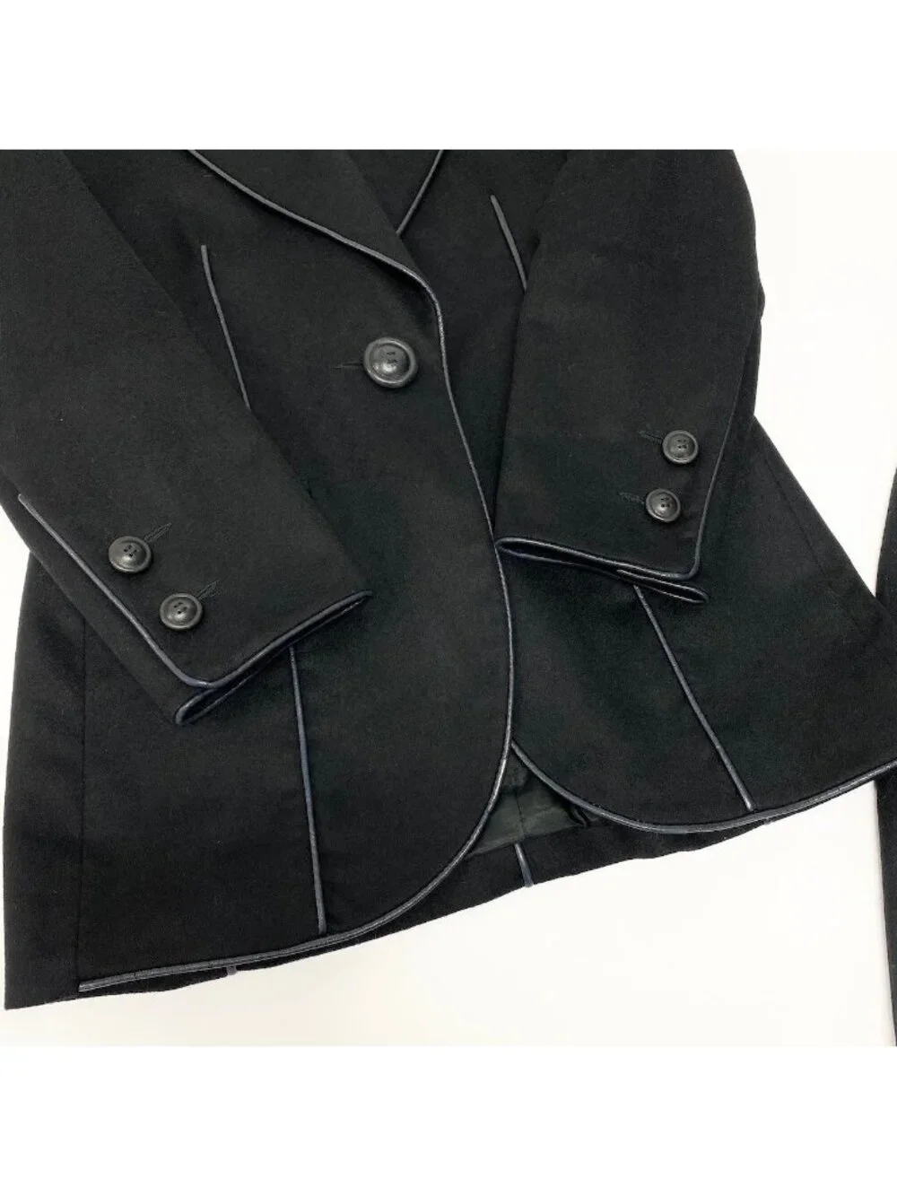 Dior @S Vintage Skirt Set Tailored Jacket Leather Piping